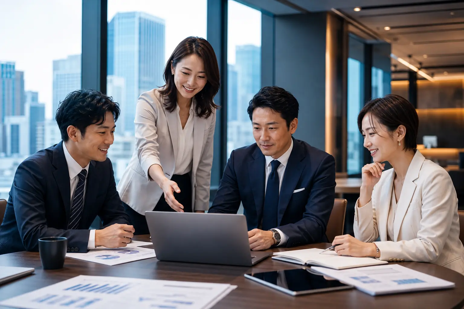 製造業の業務改善について打ち合わせる担当者