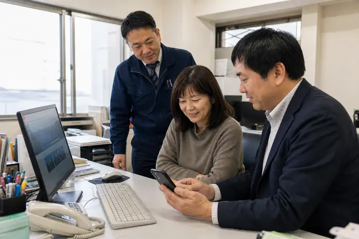スマートフォンで業務システムを確認するお客様
